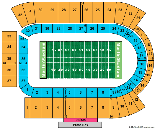 martin stadium seating chart